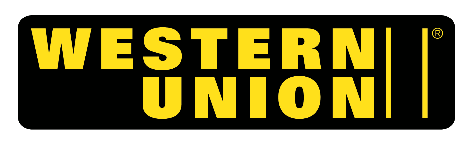 Western Union logo (black background with yellow lettering)