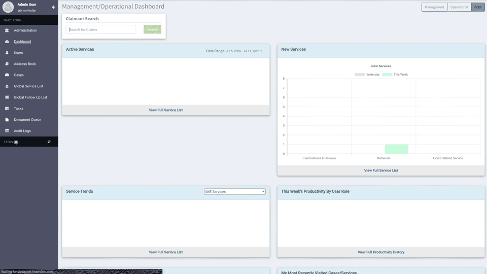 Gif of various bar graphs within a management portal