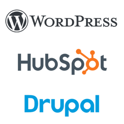 Wordpress, HubSpot, and Drupal logos