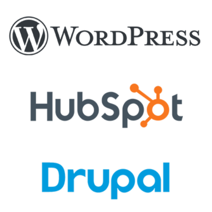 Wordpress, HubSpot, and Drupal logos