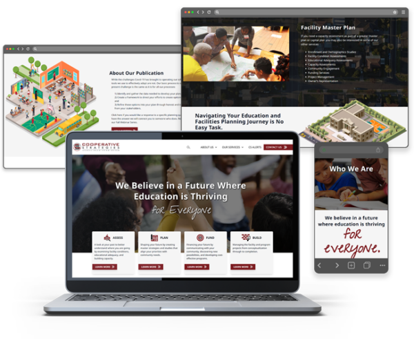 combined image of screens from the Cooperative Strategies website