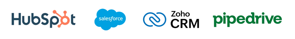 HubSpot, Salesforce, Zoho CRM and Pipedrive logos