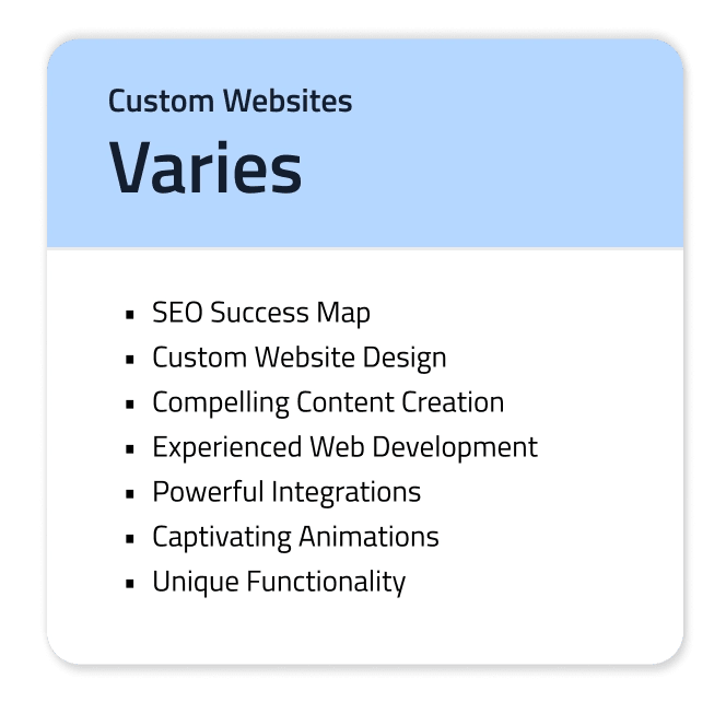 Custom websites features card