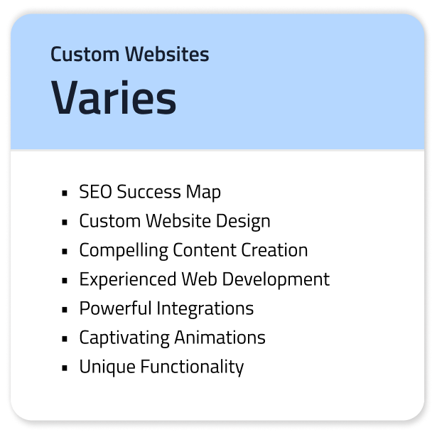 Custom Websites features card