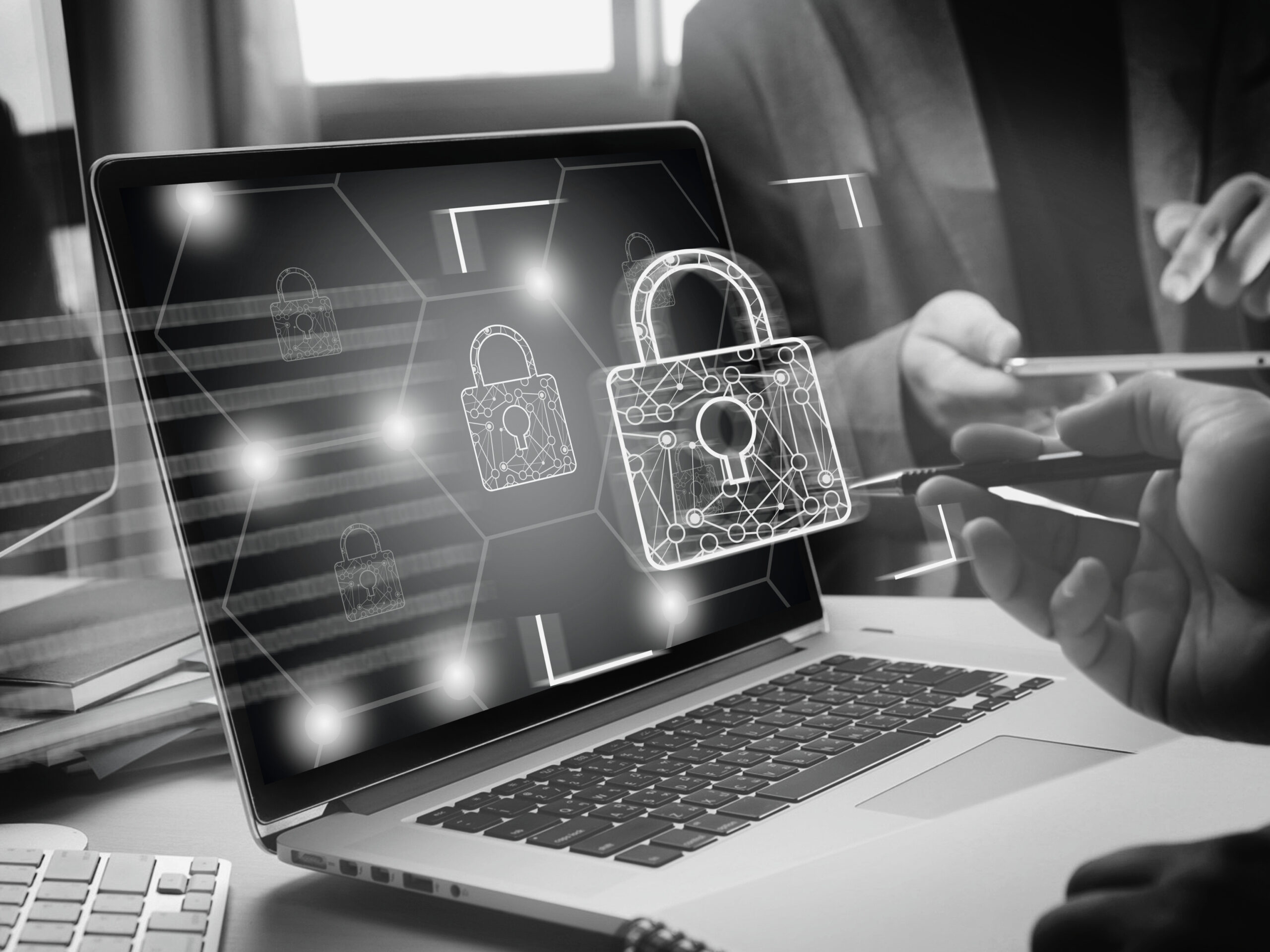 open laptop with a lock icon