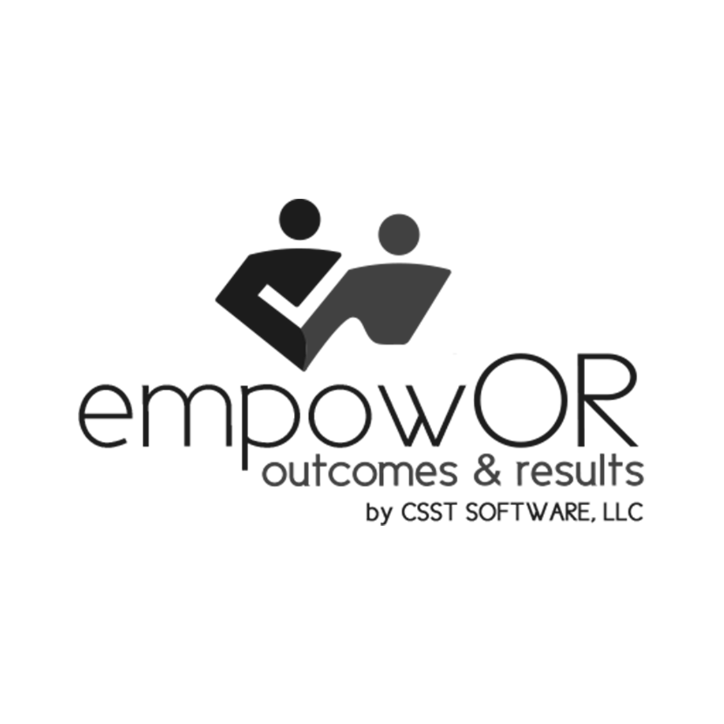 empowOR logo in black and dark greys on a paly grey background