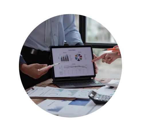 Accounting company provide finance and taxation planning for profitable cash flow, Auditor and accountant team working in office, analyze financial data and accounting record with calculator