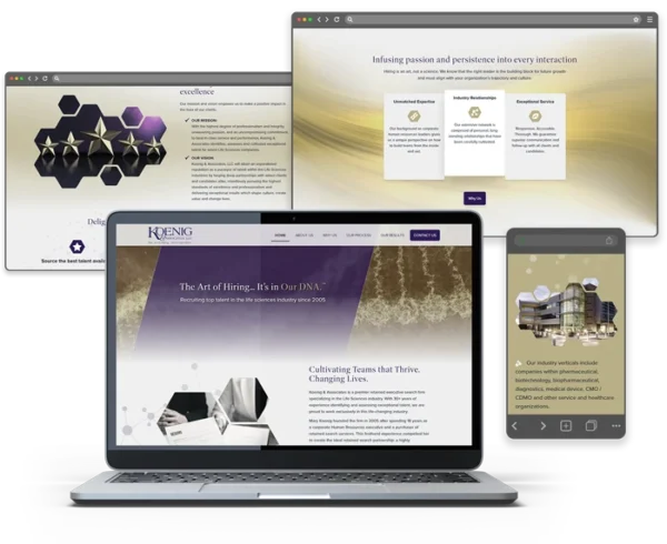 combined image of screens from the Koenig & Associates website