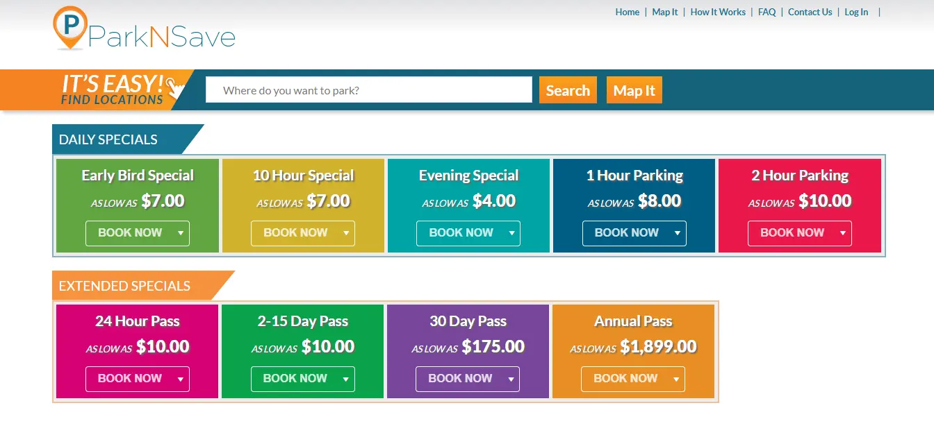 ParkNSave custom website
