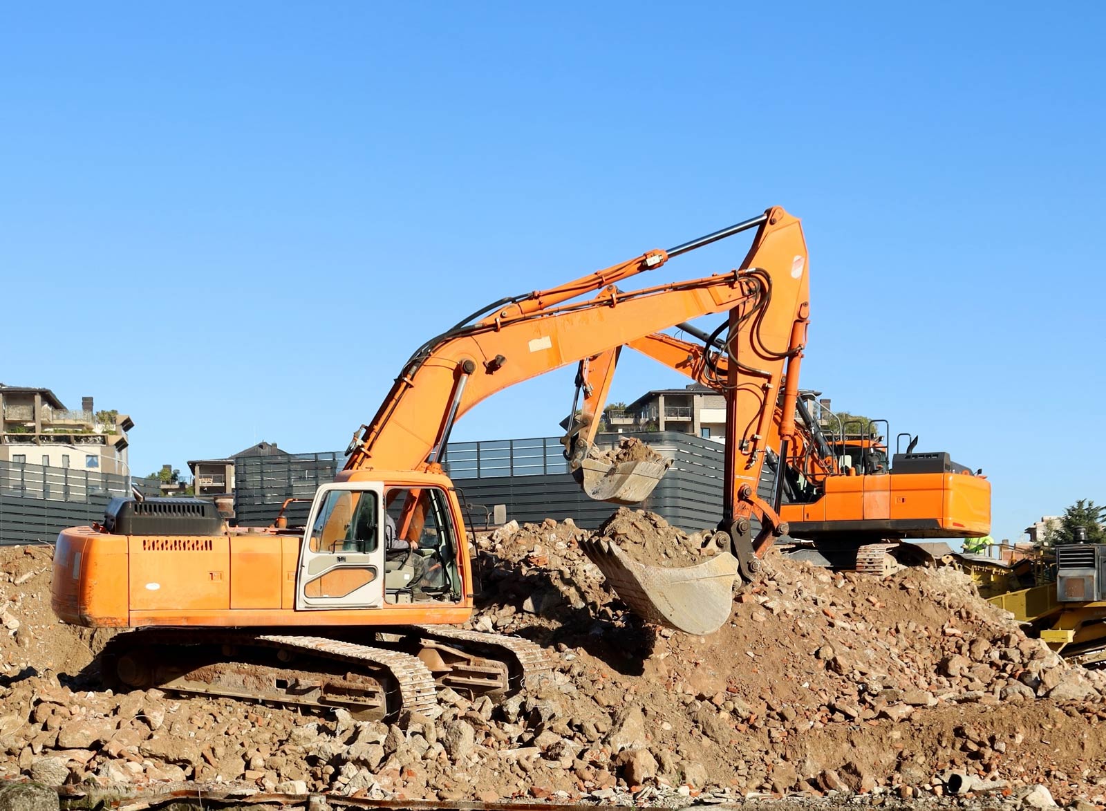 excavators at a construction site
