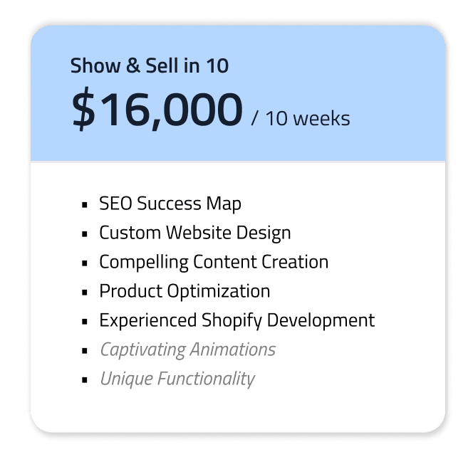 Show & Sell in 10 Features card