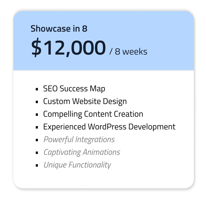 Showcase in 8 feature card