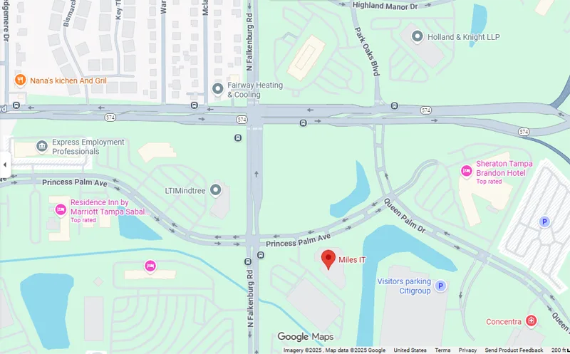 Map of Miles IT IT Services office in Tampa, FL USA