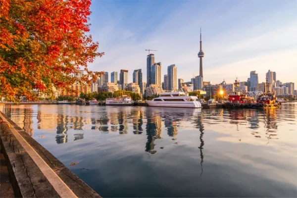 Toronto, Ontario, Canada cityscape in autumn at dawn.